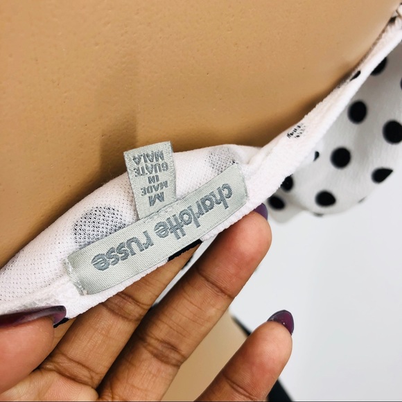 Charlotte Russe Polka Dot Off Shoulder Crop Top - Picture 7 of 7